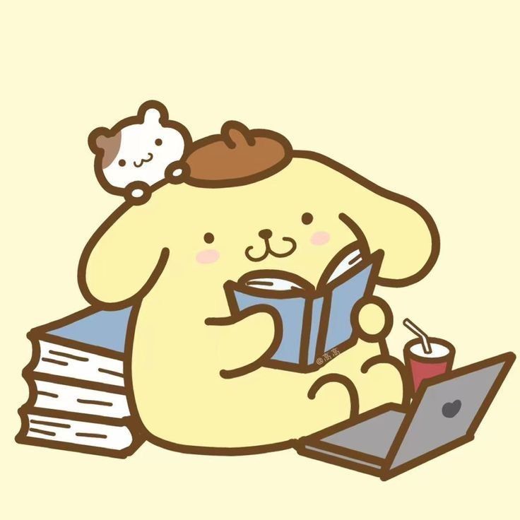 Pompompurin lendo um livro